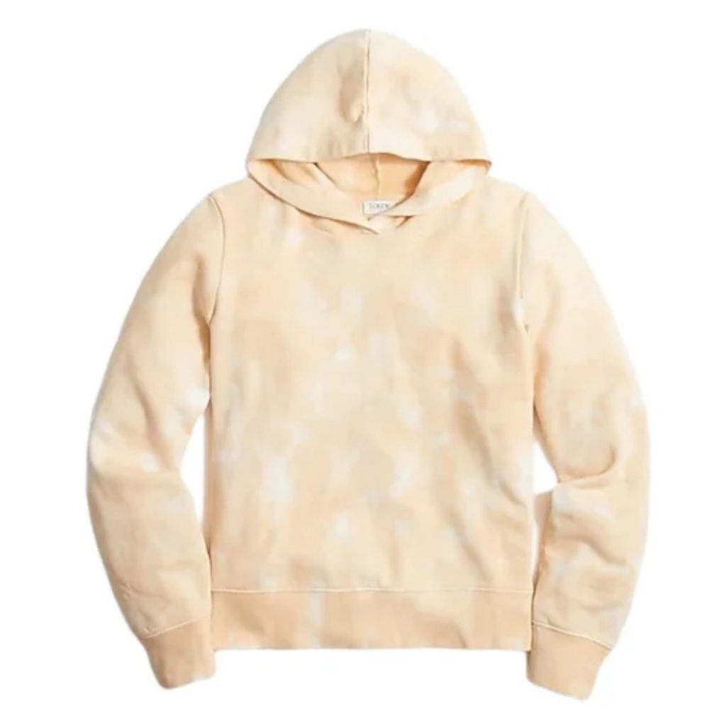 NWT J. Crew Marble Tie-Dyed Hoodie Ivory Cream Cotton Pullover Sweatshirt XSmall